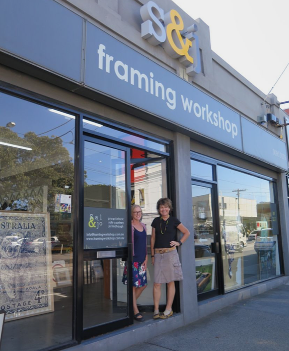 Sal and jo front of framing workshop melbourne